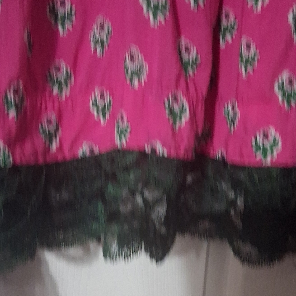 2 Tops JM Collection Turquoise& Black Printed Tunic.Crown&ivy Pink w/ GreenLace - Picture 9 of 12